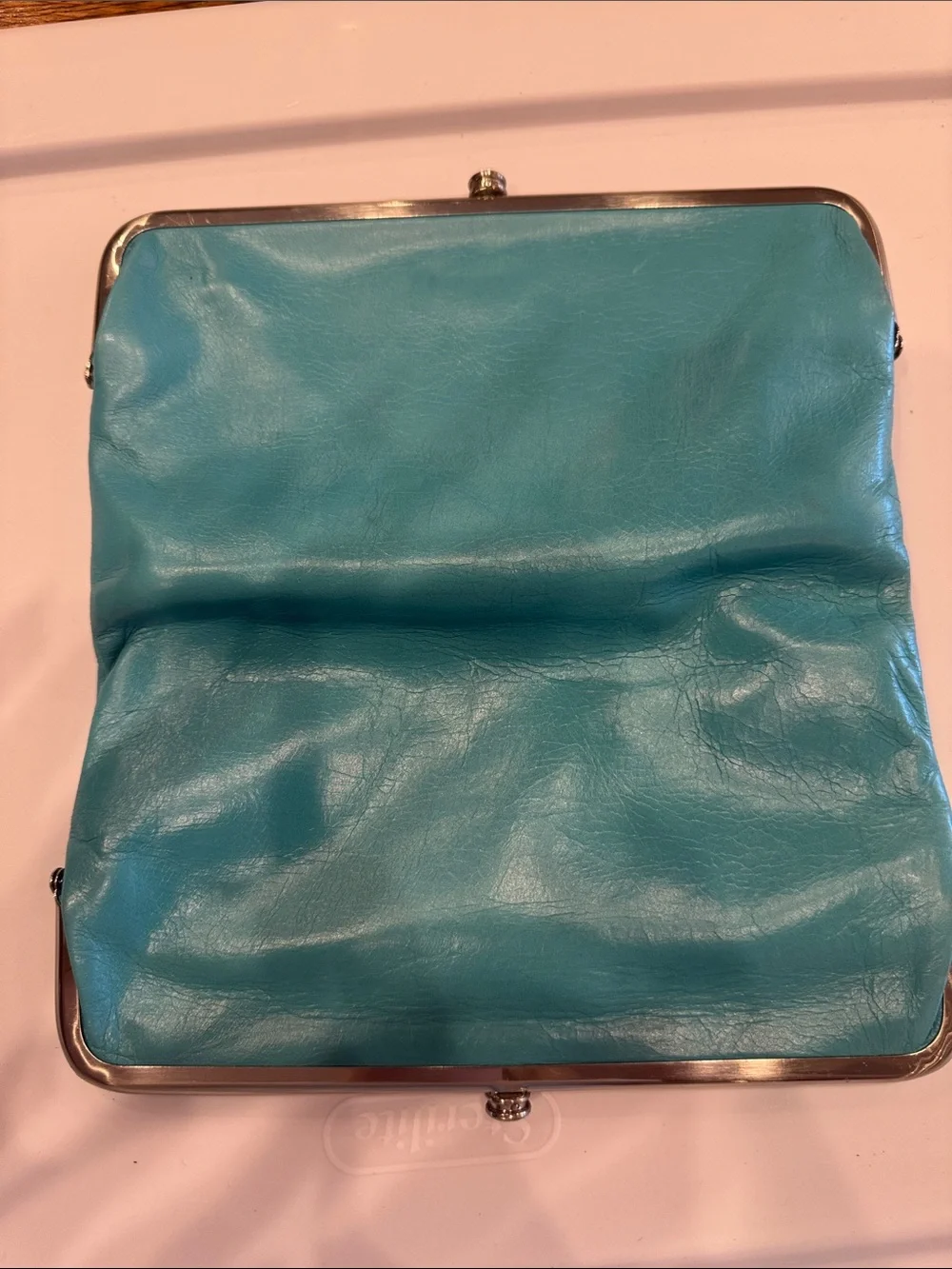 HOBO Turquoise Leather Frame Clutch